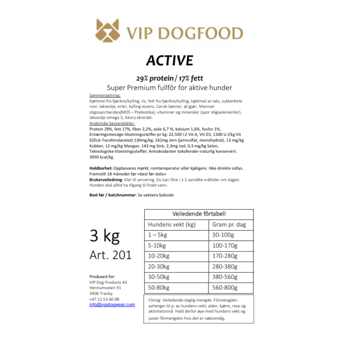 Bilde av VIP Dogwear Active 3 kg 